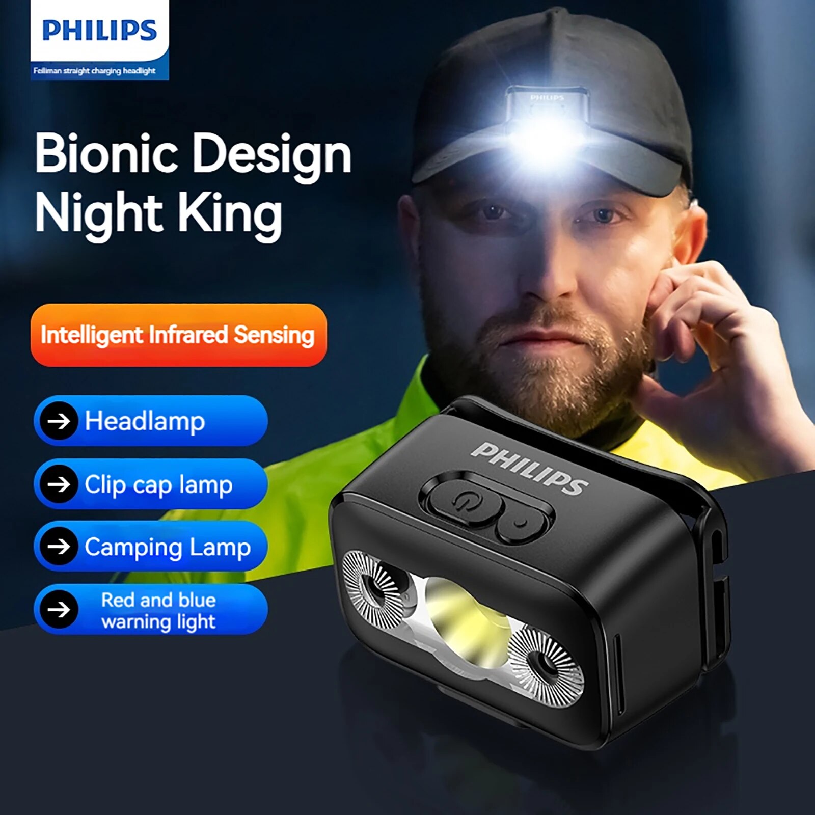 Outdoor Lighting Philips - Torcia Frontale LED PHILIPS con Sensore,