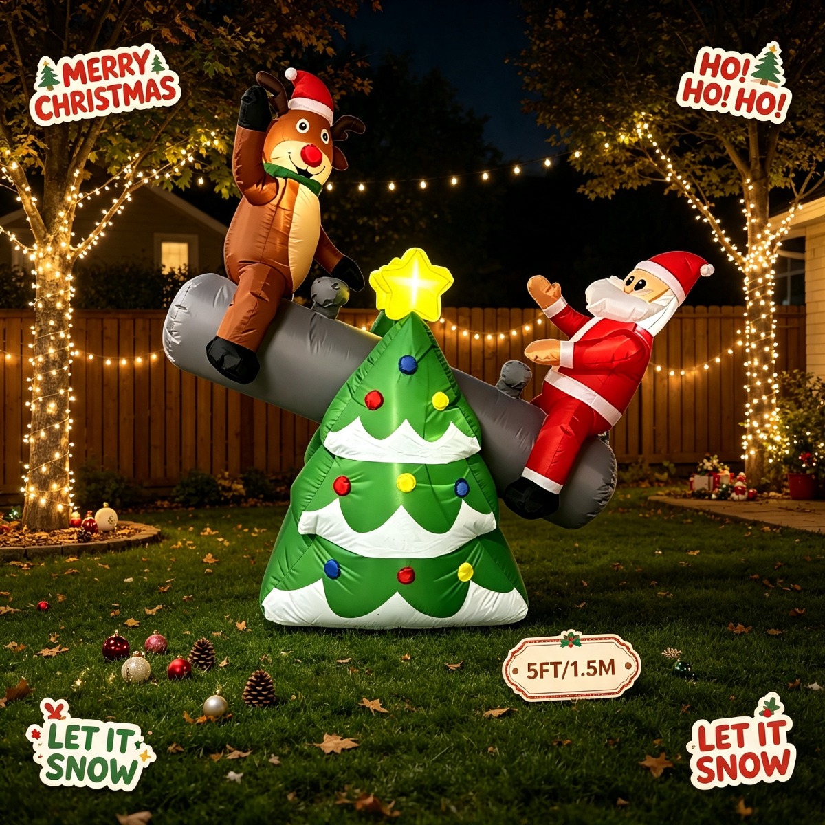Outdoor Lighting On Trees - Giocattoli Gonfiabili Natalizi Babbo Natale e