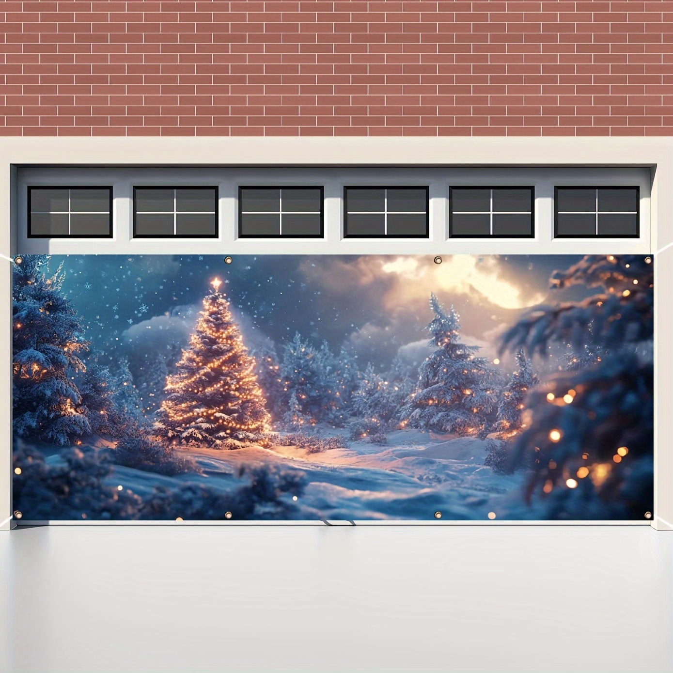 Outdoor Lighting On Trees - Banner natalizio scintillante per garage -