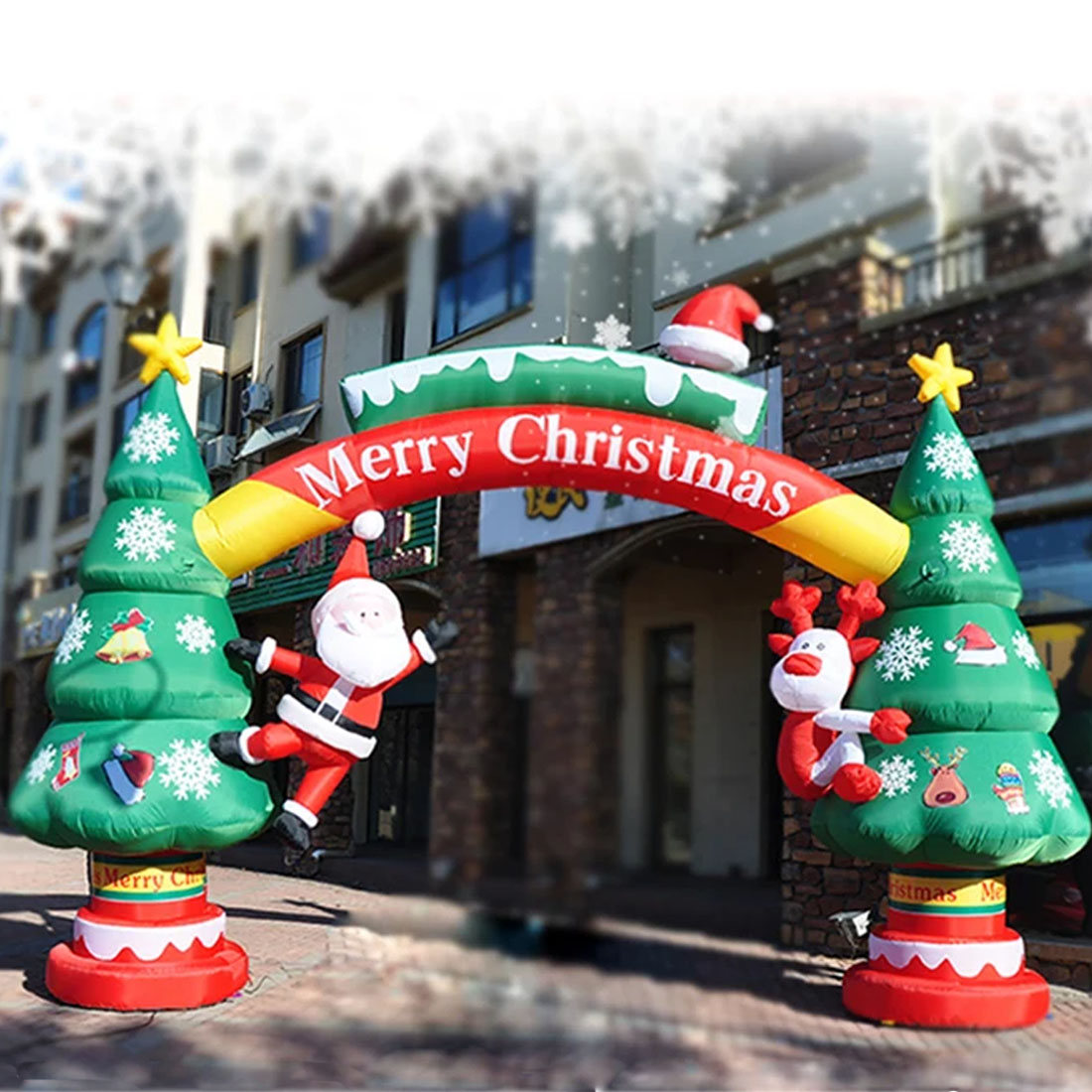 Outdoor Lighting On Trees - Arco gonfiabile natalizio con Babbo Natale